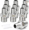 TAISHER 10PCS 304 Stainless Steel New Hex Nipple, 3/8" NPT Male x 1/4" NPT Male, Reducing Pipe Adapter Fitting