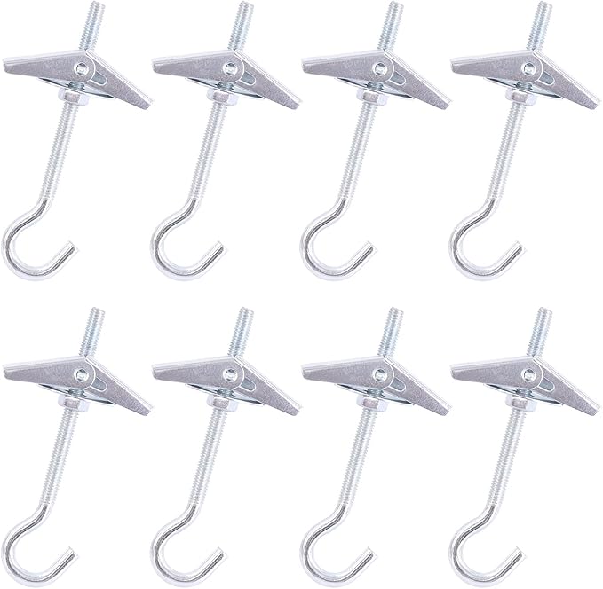 32Pcs M6×70 Heavy Duty Carbon Steel Ceiling Hooks Spring Toggle Wing Bolts Wall Fixing Ceiling Hooks Pothook Wall Fixing Anchors Ceiling for Hanging Plants