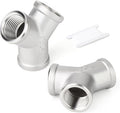 TAISHER 2PCS 304 Stainless Steel Y Shape 3 way Pipe Fittings, 1/2" x 1/2" x 1/2" NPT Female Pipe Fittings