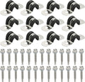 PATIKIL 12Pcs Pipe Clamps, 5/16 Inch 304 Stainless Steel Rubber Cushioned U Bracket Conduit Clamps Pipe Strap Wire Clips with Hexagonal Screw for Tube Hose Cord Installation, 8mm