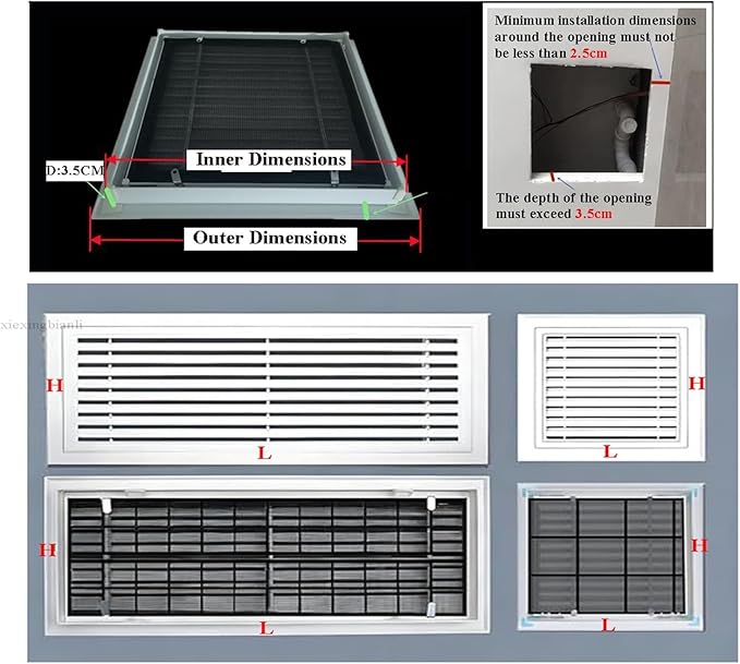Return Air Filter Grille Duct Opening, Aluminum Air Vent Grille with Filter, Easy Install Removable Hinged Panel for Wiring, Louvered Access Panel for Drywall(8 * 14in/200 * 350mm)