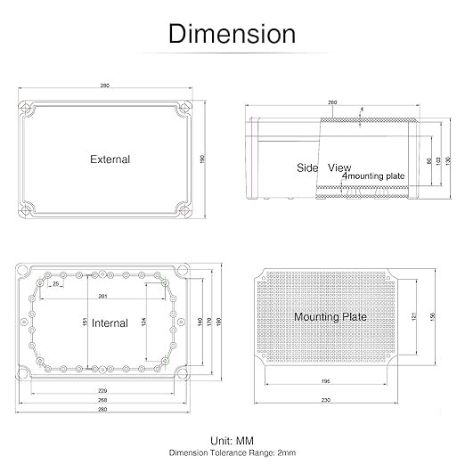 QILIPSU Outdoor Junction Box IP67 Waterproof Project Box ABS Plastic Weatherproof Electrical Enclosure Gray Cover (9.8"x5.9"x5.1") (11"x7.5"x5.1")