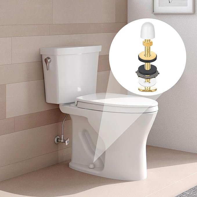 Toilet Bolts for Floor, 2 Pack Heavy Duty Toilets Floor Bolts and Caps Closet Metal Flange Bolt Kit With Washers, Nuts, Caps, Secure Toilet Bowl to Floors, Replacement Hardware for Top Mount Hinges