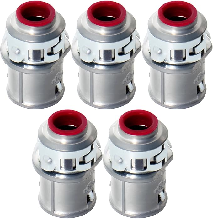MAKERELE 3/8" Snap-In Metal-Clad Cable Connector, Zinc Electrical Conduit Fitting for Steel and Aluminum MC/AC Cable (5 pack)