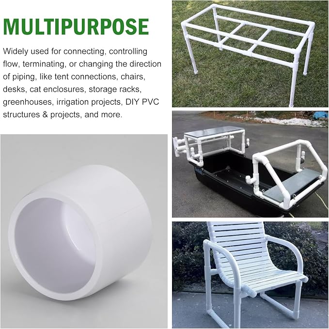 SCH40 PVC Cap 3/4 Inch - Fit Standard 3/4" SCH40 PVC Pipes (OD Approx. 1.05"), Zernmiarder Furniture Grade Pipe Caps, White Pipe Cover Fittings for Plumbing, DIY, Garden & Furniture - 12 Pcs