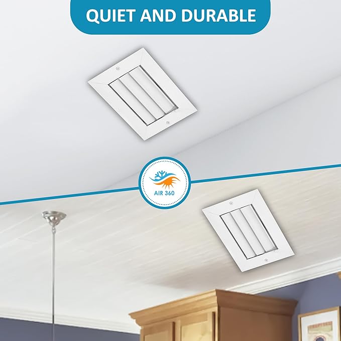 Aluminum 6 x 4 in (Duct Opening) 1-Way Air Duct Register Vent Cover for Ceiling and Wall - Modern HVAC Louver Vent Cover Adjustable – Durable Rustproof Wall Grille – Overall Size 7-5/8 x 5-5/8 Inch