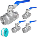 Full Port Ball Valve Stainless Steel 304 2-Piece Female Heavy Duty WOG1000 for Water，Oil，Gas with Locking Devic (1/2”, 4)
