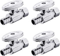 (Pack of 4) EFIELD 1/4 Turn Straight Stop Valve 3/8" OD Compression X 1/2" Barb Crimp Pex Chrome Plated Brass,(VALVE085-4PCS)