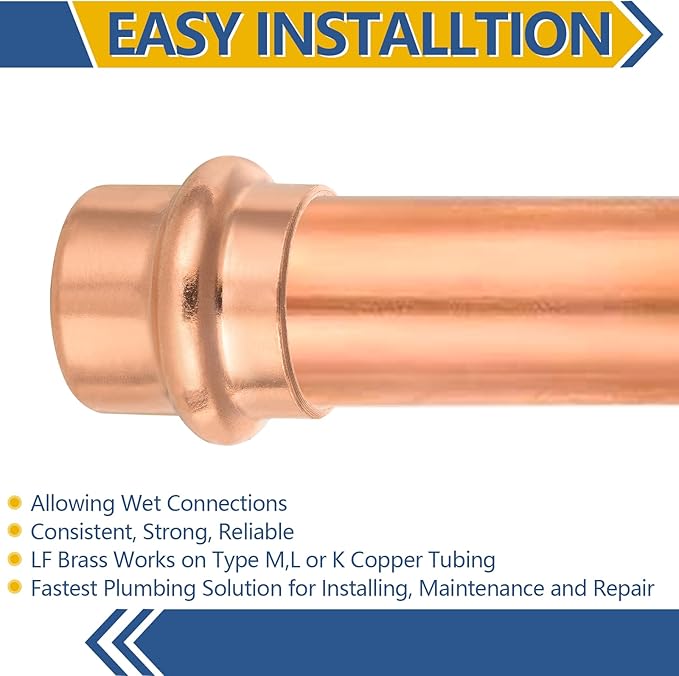 10-Pack GUOFIS Copper Press End Cap, 3/4" x 3/4" Plug Fittings for Copper Tube Connection with Stop(PRESS011)