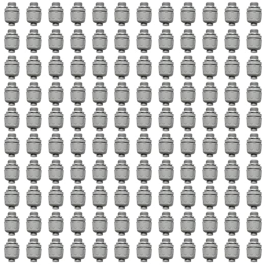 Conduit Connectors, 1/2 Inch Liquid Tight Connector NPT Non-Metallic for PVC Electrical Flexible Conduit Fittings, 180 Degree Straight, UL Listed for Home Outdoor Tubes Tools, Grey (120-Pack)