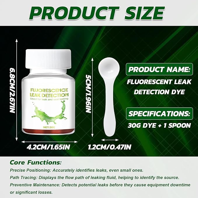JAOJAO Leak Detection Dye, Water Tracing Dye for Pool, Spa, Plumbing, Roof, Car, Efficient Visibility, Fast Detection, Red
