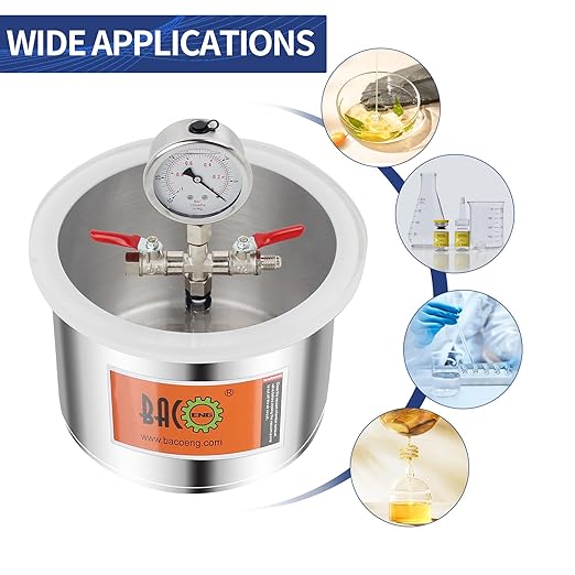 BACOENG 1.5 Gallon Vacuum Chamber, Stainless Steel Degassing Chamber Kit for Resin, Silicone and Epoxies