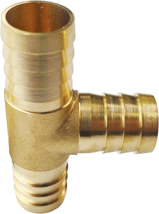 2PCs 3/4" Brass Hose Barb Fitting Tee 3 way Barbed Splicer Mender Union Fitting with 6PCs Hose Clamp for Oil Water Air