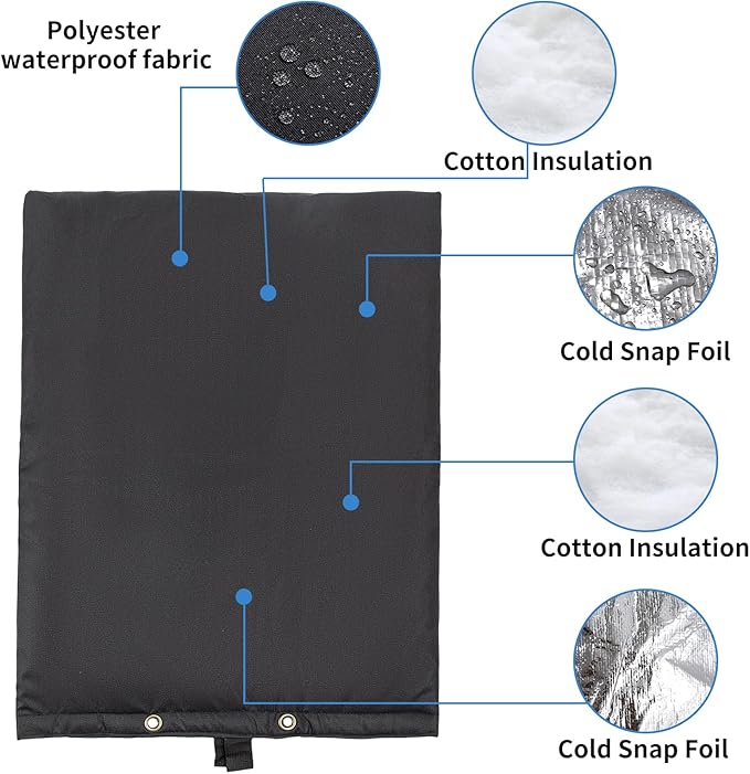 Insulated Backflow Preventer Pouch - Outdoor Pipe Insulation for Winter, Well Pump & Sprinkler Valve Protection (Black 16" W×20" H)
