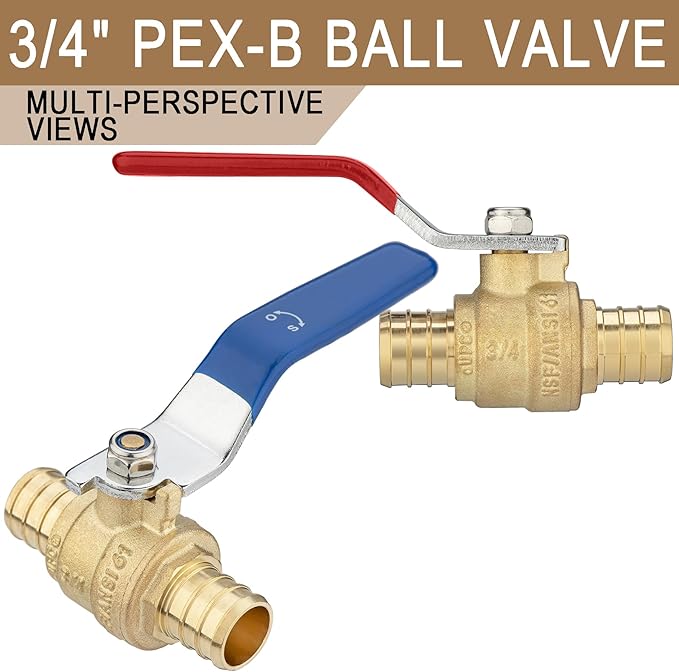 [4 Pieces] Lingmfg 3/4" PEX-B Crimp Ball Valve Shut Off Valve LING-BV1-3/4F1807-4