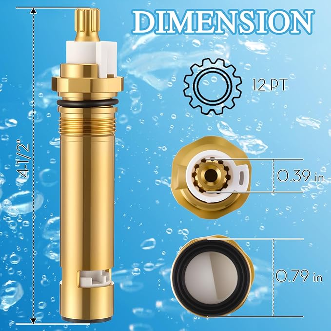 Dreyoo Ceramic Cartridge Compatible with 9103050, Roman tub Reversible Cartridge Compatible with Price/Pfister, Shower Valve Faucet Stem, Work for Both Hot and Cold