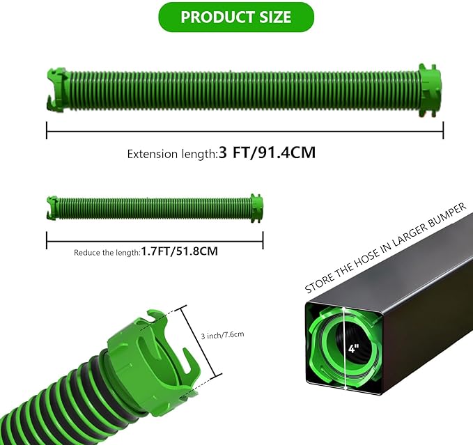 3 FT Camper Sewer Hose Kit with 90-Degree RV Tote Tank Adapter - 4 Bayonet Prongs on Each End for Sewer Hose Fittings -Connects Tote Tank to a Dump Station (3 Ft Sewer Hose Kit)