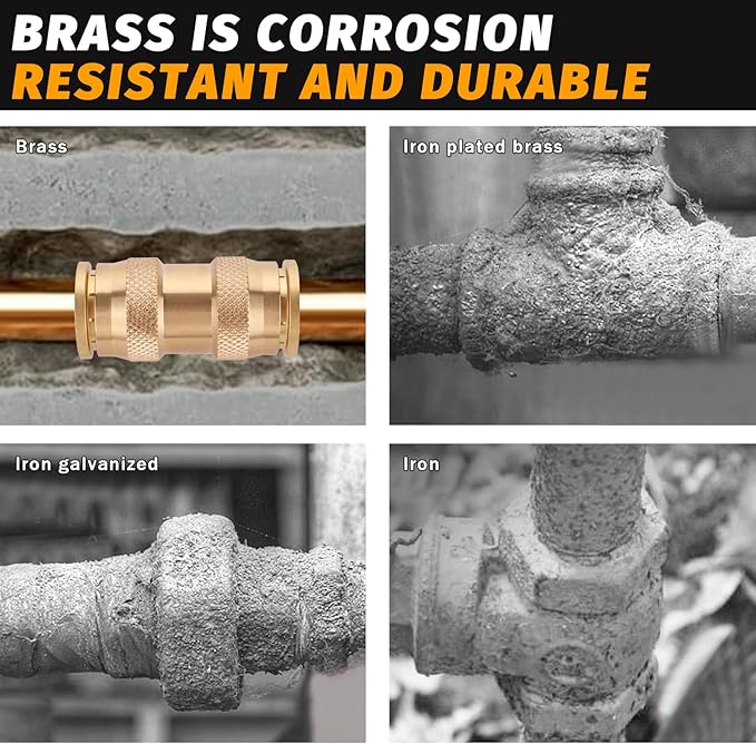 3/4" DOT Brass Push-to-Connect Fittings, (Three-quarters of an Inch) Air Brake Union Coupler for Push In with DOT Certified for Truck Airlines and Industrials(Pack 2)