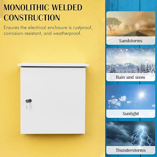 Electrical Junction Box IP55 Waterproof Metal Galvanized Electrical Enclosure Wall/Pole Mounted for Electrical Services and Battery Accessories