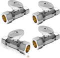 4-PCs HeSun Straight Stop Valve, 1/2" Nominal (5/8"OD) Compression x 3/8" OD Compression, 1/4 Turn Shut Off Valve for Bathroom, Chrome Plated Brass(VALVE122-4)