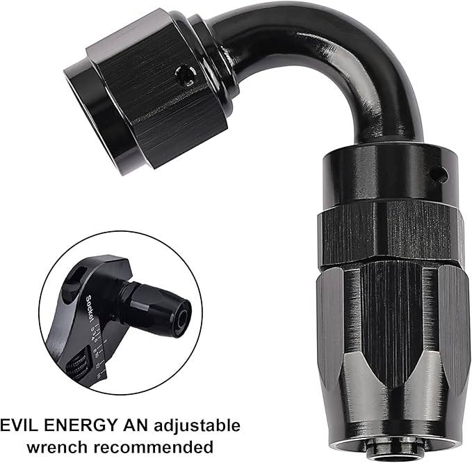 EVIL ENERGY 10AN Hose End Fitting 120 Degree Swivel for CPE Braided Fuel Hose Black