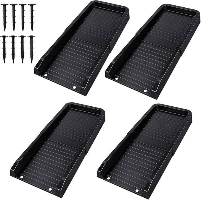 24" Heavy-Duty Downspout Extensions & Splash Block Kit - Gutter Drainage System with 4 Fixing Nails, Corrosion-Resistant Splash Guard for Rainwater Diversion & Foundation Protection 4-Set