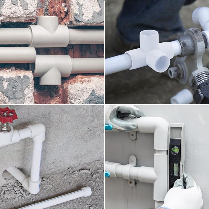 GASHER 10PCS 4Way PVC Pipe Fittings 1-1/4" PVC Furniture Grade Pipe Socket Fittings, For Home or Industrial