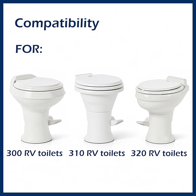 RV Toilet Seal and 3 Inch Floor Flange Kit for Dometic 300 310 320 Series, Replaces 385345892 385311652 385311658, RV Toilet Base and Flush Gasket Set with Hardware