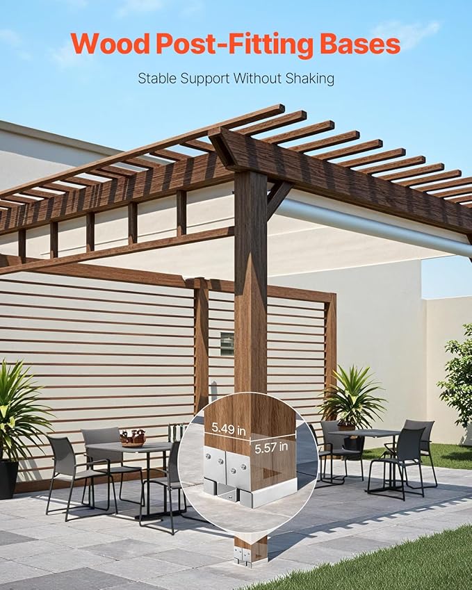 VEVOR 6x6 Post Base 10 Pcs, Inner Size 5.49x5.57inch/139.5x141.5mm Concrete Post Anchor, Heavy-Duty Zinc-Plated Carbon Steel Posts Brackets with 1 Inch Standoff Elevation, for Concrete Pergolas Patio