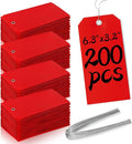 200 Waterproof Writable Plastic Hang Tags - 6 1/4 x 3 1/8, Red