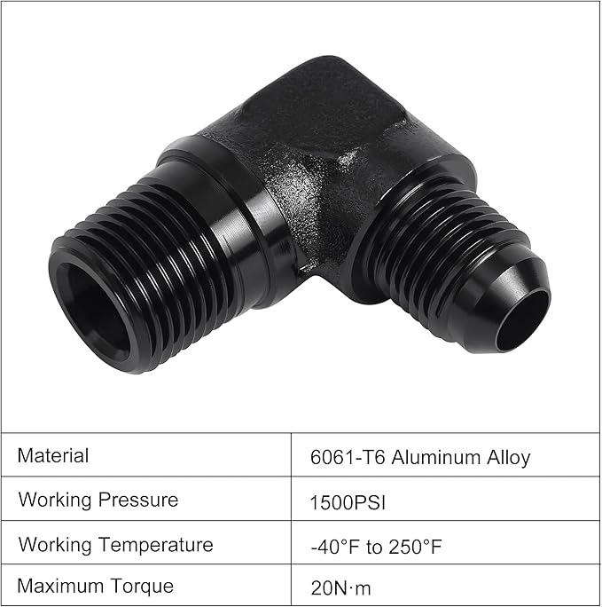 EVIL ENERGY 6AN to 3/8" NPT Male 90 Degree Fitting Adapter Aluminum 2PCS