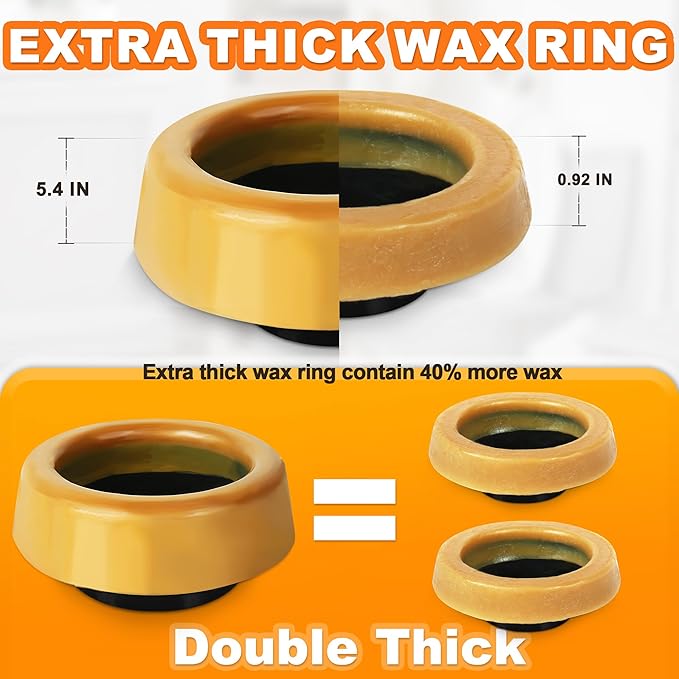 Toilet Flange with Extra Thick Wax Ring Kit - Toilet Wax Ring Replacement Kit for Toilets Install or Toilet Leak Repair Fits 3 inch or 4 inch Waste Lines