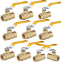 1/2" Heavy Duty Full Port Brass Ball Valve,600 WOG FNPT FIP Threaded Valve for Compressed Air, Water, Plumbing or Oil(10 Pack,Yellow Handle)(VALVE226-10Pack)