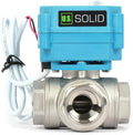 U.S. Solid 3/4" 3 Way Stainless Steel Motorized Ball Valve L Type AC/DC9-24V, Water Shutoff Valve with Manual Function, Standard Port