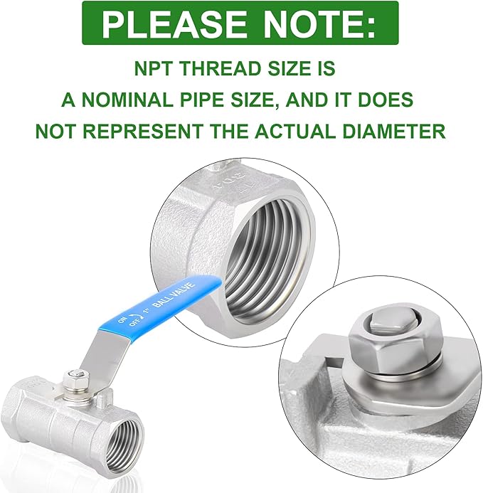 TAISHER 4 Pcs 1 Inch FNPT Ball Valve Kit, 304 Stainless Steel with Blue Handles & Nipple