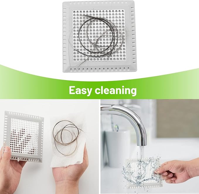 Shower Drain Cover Shower Drain Hair Catcher Strainer for Bathroom Floor,Durable Square Shower Hair Drain Catcher to Keep Away from Clogged Drain-No Rust!