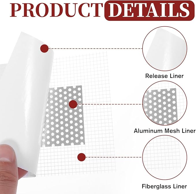 13 Pack Drywall Repair Patch, 2 Inch Drywall Repair Kit Patch with Extended Self-Adhesive Mesh, Dry Wall Patches Kits for Holes, Comes with Scraper and Sandpapers