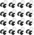 uxcell 1/4"(6mm) Cable Clamp, 304 Stainless Steel Rubber Cushioned Insulated Clamp R Shape Metal Clamp Tube Holder for Pipe Hose Wire Cord Installation 32Pcs