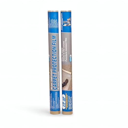 Zip-UP Carpet Protection Film - 24" x 50' Floor and Surface Shield with Self Adhesive Backing & Easy Installation - CPF2450