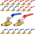 20-Pack Foskan 1/2" PEX Crimp Ball Valve, Brass Quarter Turn Full Port Shut-off Valve for PEX Tubing(Blue and Red)