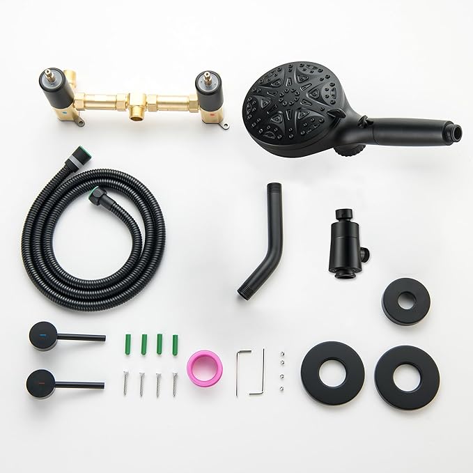 2 Handle Shower Faucet Set with High Pressure 10 Spray Magnetic Guidance Docking System, Wall Mount