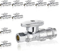 10-Pack GUOFIS Straight Stop Valve,1/2" Nominal Press Inlet x 3/8" OD Compression Outlet,1/4-Turn Shut-off Valve for Potable Water(Chrome Plated)(VALVE397)