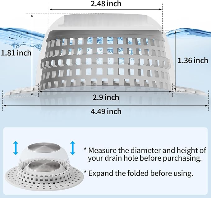 Shower Drain Hair Catcher Bathtub Drain Cover Shower Protector for Pop-Up & Regular Drains