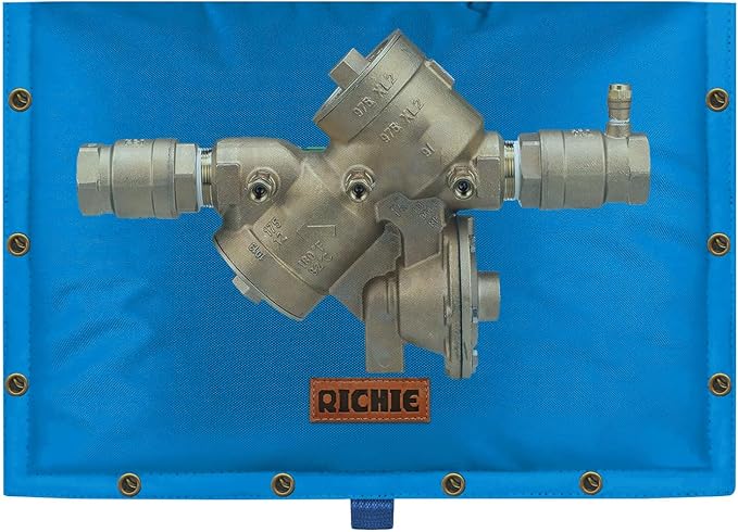 Backflow Preventer Insulated Cover (5°F) for Winter Freeze Protection, 21" W x 16" H Thickened Pressure Reducing Value & Well Pump Cover, Outdoor Waterproof Insulation Pouch for Sprinkler Valve, Blue