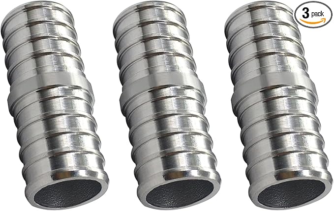 (Pack of 3) PEX 1/2 Inch Straight Stainless Steel Coupling, Stainless Steel Crimp Pipe Fitting For Pex Pipe