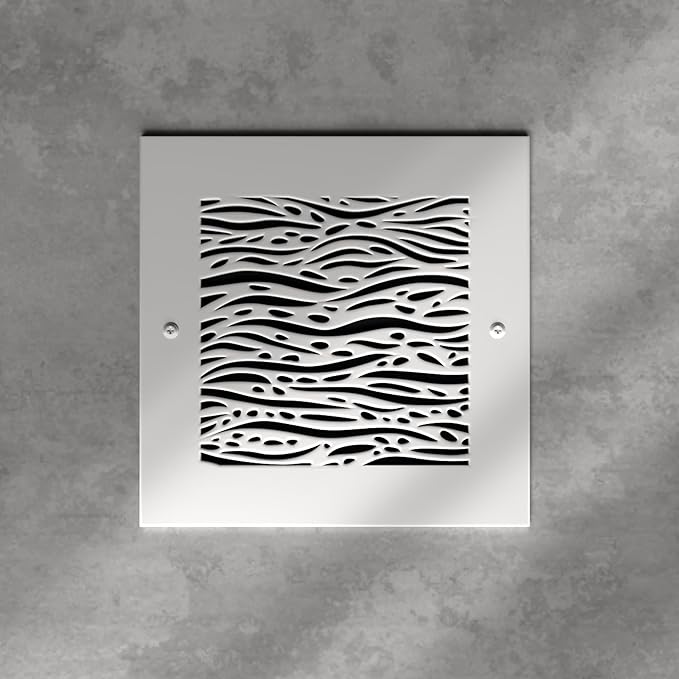 SABA Home Decor White Air Vent Cover - Acrylic Plexiglass 6 x 6 Duct Opening (8 x 8 Overall) Return Grille Decorative Covers for Walls & Ceilings NOT for Floor USE, Waves
