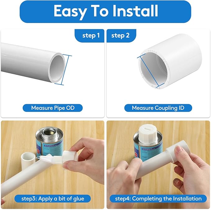 5 pcs 1-1/4" PVC Coupling Pipe Fittings (Socket x Socket) Schedule 40 PVC Fittings used For Plumbing and Irrigation