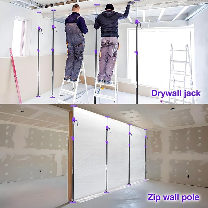 Quality Steel Adjustable Cabinet Jack Support Pole, Quick Support Rod & Drywall Jack, Zip Wall Dust Barrier System, 3rd Hand Support System 154LB, Cabinet Installations from 49.2-114.2 in, 4-Pack