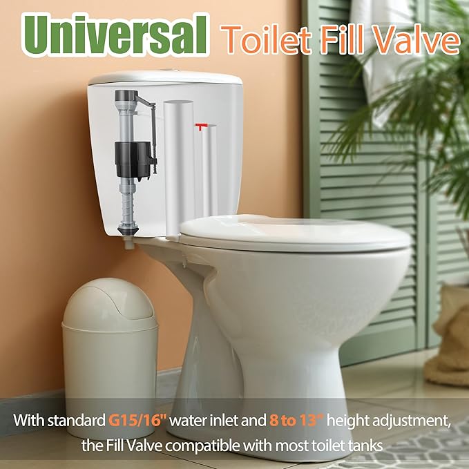 Saillong 3 Pack Toilet Fill Valve Replacement, Height Adjustable Universal Toilet Tank Flusher Replacement Kit, Leak-Proof Easy Install Fill Valve Repair Kit