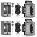 ELEGRP Outdoor GFCI Outlet with in Use Cover and Box Kit, 1 Gang, 15 Amp TRWR Self-Test GFI Receptacle, Extra Duty Metallic Electrical Outlet Box, Lockable in Use Cover, UL Listed, Black, 2 Pack